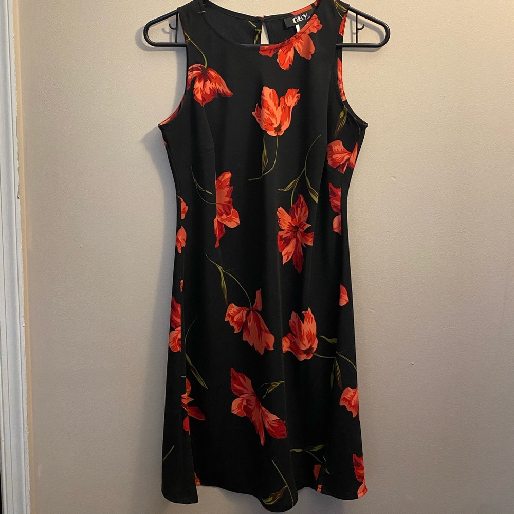 Small black dby dress with red flowers